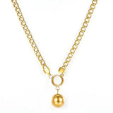 Stainless Steel Ball Charm Necklace for Women Gold Color Cuban Link Chain Choker Minimalist Girls Design Neck Collar