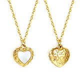 Heart with White Shell Pendant Necklace 39+5cm **SHIPS FROM USA**