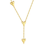 ASON 18K PVD Gold Plated Waterproof Hypoallergenic Nickel-free Non-tarnish 8 x 10.2mm 3 heart-shaped accessories 40+5cm+6mm round pendant necklace