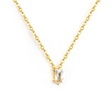 4.5*7.4mm Square White/Purple/Champagne Zircon Pendant 0.3 Cross Chain 40+5cm+6mm Round Tail Plaque Necklace GOLDEN