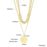 BOXPOSH Vintage Stainless Steel Gold Color Portrait Pendant Necklace Choker for Women Party Gift Fashion Jewelry Accessories **SHIPS FROM USA**