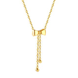 Bow Tie Pendant Necklace with Double Steel Beads 40+5cm **SHIPS FROM USA**
