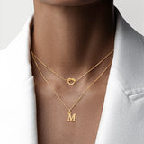 2-piece/set Fashion Simple Commuting Initial Knot Heart Pendant Gold Stainless Steel Multi-layer Chain Women's Necklace Set