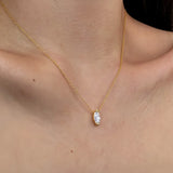 New 925 Silver Oval Shape Moissanite Minimalist Necklace Elegant Dainty Luxury Drop Earring Lockbone Chain Simple Design For Women