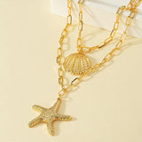 vacation starfish shell alloy wholesale pendant necklace