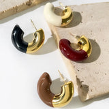 1 Pair Vintage Style Color Block Plating Copper 18K Gold Plated Ear Studs