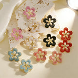 Water Plated Imitation Gold Style Oil Drop Hollow Flower Women's Earrings 304 Stainless Steel Earrings
