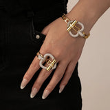 Geometric Jewelry Set for Women with Micro Pave Zircon, Copper Base, and 18K Real Gold Water Plating