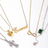 Snake Bone Chain Necklace Stainless Steel Women's Pendant Jewelry Love Heart Shaped Diamond Embedded