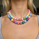 Beaded Resin Pendant Necklace for Women with Beaded Chain in Colour Pattern