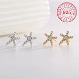 S925 Silver Plated 14K Gold Five-Pointed Star, Flower, Four-Leaf Clover Three Styles Inlaid with Zircon Fashion Earrings for Women  Exclusive Earrings Multiple Options Available