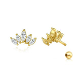 Princess Style S925 Silver Diamond Embedded Flat Bottom Ear Studs Horse Eye Design Earrings Women's Jewelry Accessories