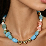 Irregular Acrylic Beaded Chain Necklace Featuring Acrylic Pendant with Beading Craft