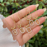 18K Gold Plated Copper Zircon Necklace Pendant 26 Letter Combination Gift Suitable for Daily Wear and Sweater Chain Couple Names