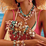 Ocean Series Beach Holiday Necklace Bracelet Earrings Shell Starfish Stainless Steel Summer Jewelry