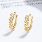Gold Grain Simple Style Earrings for Women Featuring 925 Sterling Silver Posts with Rhinestone Inlay