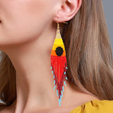 Women’s Tassel Earrings with Beading Craft, Featuring Seed Bead Material and 304 Stainless Steel Ear Pins