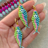 Pastoral Fish Tail Necklace for Women with Beading Craft and Seed Bead Inlay on Woven Chain in Colour