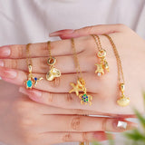 Necklace for Women Marine Life Turtle Starfish Shell Pendant Niche Design Sense Light Luxury Elegant Versatile 304 Stainless Steel Chain Water Plating Vacuum Plating 18K Real Gold Zircon
