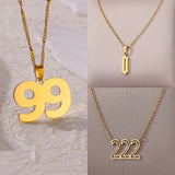 304 Stainless Steel Number Stone-Free 18K Real Gold Plated Elegant Simple Style Plating Hollow Out cable chain Lobster Trigger Clasp Closure Pendant Necklace