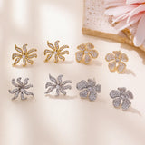 Vintage Earrings Niche Genius Design Light Luxury Irregular Geometric Pattern Earrings Full Diamond Inlaid Antique Women Non-Pierced Ear Clips Ear Studs