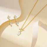Luxurious Diamond Shape Zircon Jewelry Set For Women S925 Pure Silver Layered Fashionable Fashionable Locket Chain Necklace