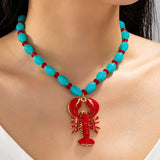 Shrimp Beading Necklace for Women with Golden Plated Zinc Alloy Pendant and Beaded Chain