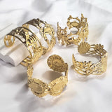 Electroplating Golden Plated Conch Flower Crab 304 Stainless Steel Bangle
