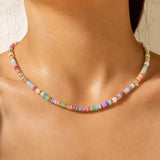 Colorful Beaded Necklace for Women Unique Collarbone Chain Craft Multi-color Stone Combination Jewelry