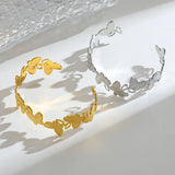 Daily Commute Simple Butterfly Open Hand Bracelet Stainless Steel Vacuum Plated 18K Gold Elegant Cute Classic Style For Women