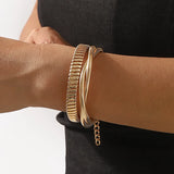 Geometric Open Hand Bracelet Simple Metal Spring Line Design Multi-layer Irregular Style Alloy Gold Plated Iron Travel Wristband