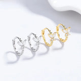 Butterfly Shape 925 Silver Women's Earrings Simple Jewelry with Eye Zircon