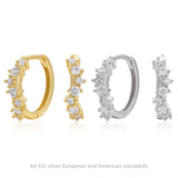 18K Gold Plated Rhodium Plated S925 Sterling Silver Earrings with Zircon Inlay