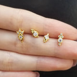 Fashionable Pure Silver S925 Geometric Earrings Round Square Diamond Embedded Versatile Ear Jewelry For Men And Women