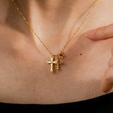 Basic Simple Style Cross Sterling Silver Inlay Zircon Pendant Necklace 1 Piece