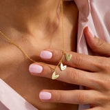 Heart Shape Necklace in Gold with Imitation Pearl Inlay, Simple Style 304 Stainless Steel Cable Chain