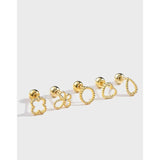 925 Sterling Silver Flowers Ear Cartilage Rings & Studs For Unisex Featuring Simple Style Stud Earrings