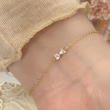 Classic Butterfly Knot Heart Diamond S925 Sterling Silver 18K Gold Plated Retro Sweet Bracelet Women's Accessory