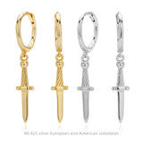 18K Gold Plated Rhodium Plated S925 Sterling Silver Earrings Dagger Earrings