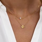 Double Layer Letter Necklaces for Women with Copper Chain, Copper Pendant, Gold Plating, and Imitation Pearl Inlay