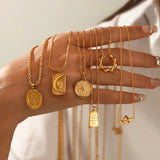 Wholesale Jewelry Retro Letter Star Moon 304 Stainless Steel Stainless Steel Necklaces