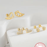 S925 Girlish Heart Earrings for Women, High-end Elegant Earrings, Simple Ins Style, Minimalist Earrings, Gold and Silver Two-tone Personality Virus Shape Earrings