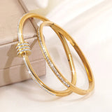 Elegant Simple Gold Plated Stainless Steel Glass Bracelet Suitable For Ladies Daily Commuting Shopping Or Family Gatherings