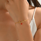 1 Piece 18K Gold Plated S925 Sterling Silver Zircon Heart Pendant Bracelet Arabic Women's Accessories