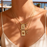 Pearl Beaded Necklace Copper Inlaid Zircon Cross Transparent Star Pendant Women's Jewelry Collarbone Chain