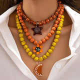 Fruit Beading Pendant Necklace with Glass Pendant Material, Featuring Beaded Chain for Women
