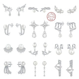 Minimalist Fashion 925 Sterling Silver Silver Shell Pearl Women's Earrings Luminous Zircon Heart-shaped Jewelry Ear Clips