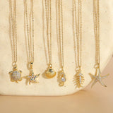 elegant classic style star copper 14k gold plated zircon necklace in bulk