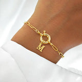 Vacuum Electroplating 18K Real Gold Simple Classic Initial Spring Clasp Gold 201 Stainless Steel Paperclip Chain Women's Bracelet