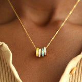 December Birthstone Colorful Pendant Women's High-end Necklace DIY Accessories Zodiac Gemstone Geometric Copper Material